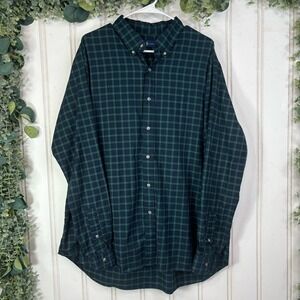 Ralph Lauren XXL Mens Plaid Button Down Long Sleeve Shirt Green Blue Lumberjack